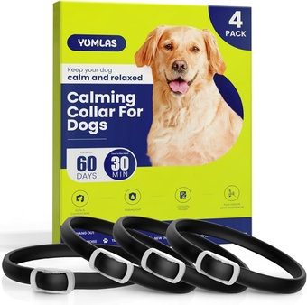 4 Pack Calming Collar for Dogs, Dog Anxiety Relief with 100% Natural Lavender & Chamomile, 25" Soft Waterproof TPR Dog Pheromone Calming Collar, Separation Relief for Small Medium Large Dogs
