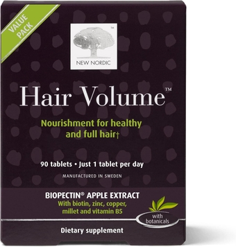 Hair Volume Tablets | 3000 mcg Biotin & Biopectin Apple Extract | Supports Natural Hair Growth for Thicker, Fuller Hair | Men and Women | 90 Count (Pack of 1)