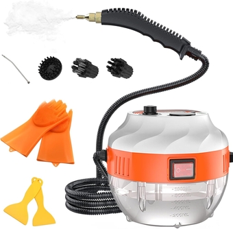 Steam Cleaner 2500W High Pressure Handheld Steamer for Car,Portable Steam Cleaner with 3 Brush Heads for Home Use,Steamer for Car Detailing, Steam Cleaner for Upholstery, Kitchen, Bathroom(White)
