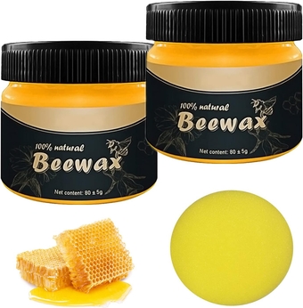 Wood Seasoning Beeswax Furniture Polish Natural Beautify Wood Floor Protector Cleaner Restoration All-Purpose Wood Wipes Conditioner (2pc)