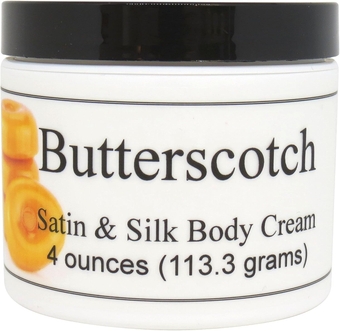 Butterscotch Satin and Silk Cream, Body Cream, Body Lotion, 4 oz - Shea Butter, Aloe, Silk Amino Acids, Vitamin E, Phthalate-Free, Handcrafted in USA - Perfect For Women