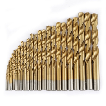 25Pcs Twist Drill Bits, 1 to 13mm Cobalt Drill Bit Set, Metal Twist Drill Bits Set, HSS Twist Drill Parallel Shank Spiral Fluted Ti Plating Manual Plate Punching Tool(Gold)