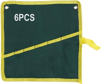 Roll Up Tools Bag Set Tools Wrench Roll Up Pouch, 10Pcs Durable Canvas Spanner Plier Wrench Tool Storage Pouch Roll Up Bundle Type Hanging Bag Green(6 Pockets)