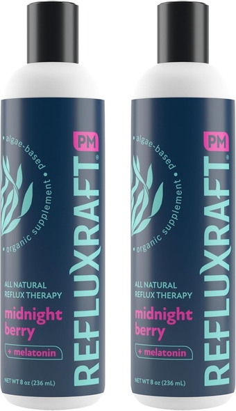 PM - Acid Reflux + Sleep Support with Alginate and Melatonin - A Perfect Complement or Alternative to an Acid Reflux Pillow. 47 Servings Per Bottle. Midnight Berry Flavor. (2 Bottles)
