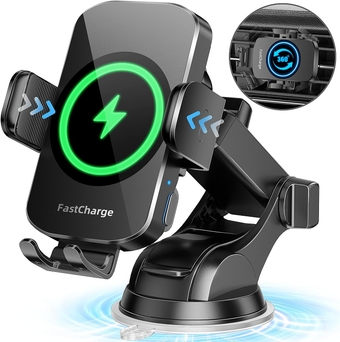 Wireless Car Charger, Fast Charging Phone Holder  3 in 1 Phone Mount Auto Clamping Car Accessories Compatible with iPhone 15 14 13 12 11 Xs XR, Samsung S23 Ultra S22 S21 S20/S10+ S9+ Note 9