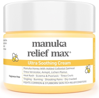 Organic Manuka Honey Lotion Cream with Colloidal Oatmeal - Soothing Moisturizer for Dry Skin, Treat for Relief - Hand & Body Eczema, Psoriasis, Itch, Gentle Plant Non-Irritating For Adults, Kids, Baby