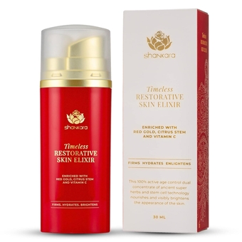 Timeless Restorative Skin Elixir - 2-in-1 Ayurvedic Anti Aging Facial Serum and Kumkumadi Face Oil with Pure Red Gold Saffron, Vitamin C, & Sandalwood - Ayurveda-Inspired Skincare