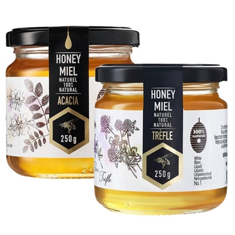 Premium Raw Honey, 100% Pure, Unpasteurized, and Unfiltered Honey (Clover, 8.80 Fl Oz (Pack of 1)) (Clover&Acacia, 8.80 Fl Oz (Pack of 2))