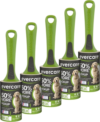 Value Pack of 5 All Purpose Stick Pet Hair Lint Rollers, 60 Sheets Each, Total 300 Sheet,Green