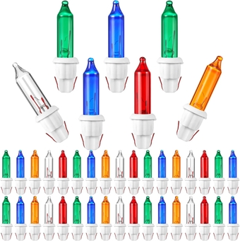 200 Pieces 2.5V Replacement Christmas Tree Light Bulbs 50/100/150/200 Count Mini Incandescent Wire String Light Replacement Bulbs for Xmas Tree Decoration (White Base with Bright Bulb)