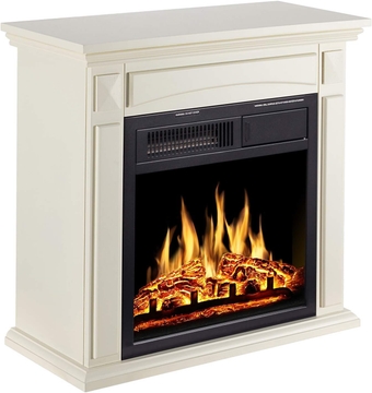 26’’ Mantel Electric Fireplace Heater Small Freestanding Infrared Quartz Fireplace Stove Heater w/Log Hearth& Wood Surround Firebox, Adjustable Led Flame, Remote Control,750W-1500W, (White)…
