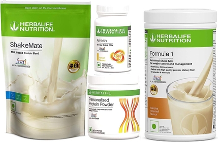 Formula 1- ONE Banana, PPP200, AFRESH Lemon Shakemate Shake Mate Afresh Energy Drink Protein Powder Shake Set of 4 (Banana,Lemon)