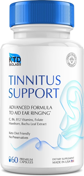 Tinnitus Relief for Ringing Ears - Tinnitus Relief Supplement 595mg - Ear Ringing Relief & Reduce Noise - Powerful Herbal Blend Formula with Vitamins B12, B6, B3, C - 2 Months Supply - 60 Capsules