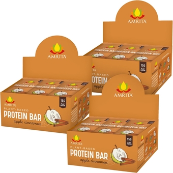 Apple Cinnamon High Protein Bars, 15g Plant Based Protein, Low-Sugar Meal Replacement Bars, Vegan, Gluten-Free, 36 Bars