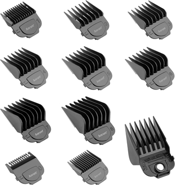 Magnetic Clipper Guards Guide Comb 10PCS for Andis Master Hair Clipper MBA, MBX, MC-2, ML, MA-1, RACA, PM-1, PM-2, PM-3, PM-4, US-1, RS-1 Lengths 1/16" to 1" (Black)