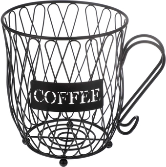 1pc Coffee Bean Cup Lattice Fruit Basket Kitchen Organizer Fruit Bowl Stand Fruit Storage Bowl Capsules Black Basket Concentrate Frame Metal Material