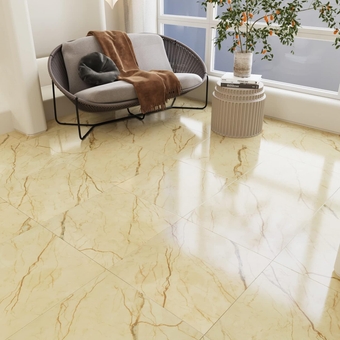 Marble Floor Tiles Peel and Stick Waterproof Vinyl Tiles Peel and Stick Floor Kitchen Self Adhesive Living Room Bathroom Peel and Stick Flooring Tile Yellow Laminate Flooring 10 PCS 12" x 12"