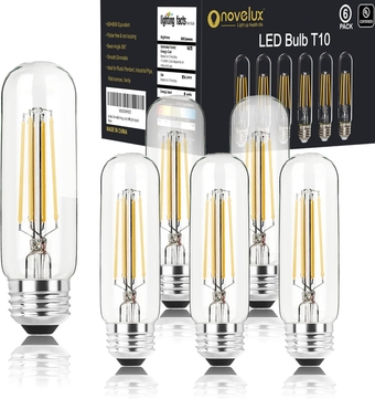 5 Inch Edison Bulbs,E26 Led Bulb 60 Watt Dimmable,2700k Soft White T10 Light Bulbs,800LM,UL-Certified Vintage Antique Tubular Bulbs for Bathroom Vanity Light,Wall Sconces(6 Pack)