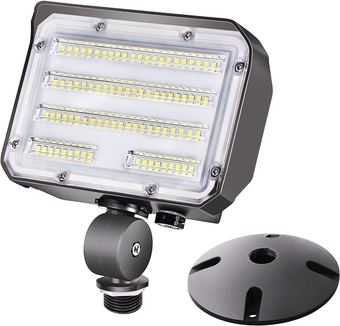 30W LED Flood Light with Knuckle, Dusk-to-Dawn Photocell 5000K 3,900lm(150W Equivalent) Waterproof with Base for Wall Mount Outdoor Security Fixture for Entrance Garden Yards