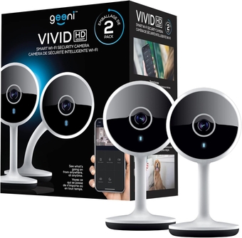 Vivid Indoor Smart Wi-Fi Camera, 1080p HD Surveillance with 2-Way Talk and Motion Detection, Compatible with Alexa and Google Assistant, No Hub Required (2 Pack)