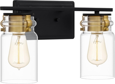 KEE8614MBK Keesey Vanity, 2-Light 200 Total Watts, Matte Black