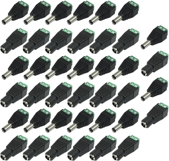 40 Pcs (20 x Male + 20 x Female) 5.5mm x 2.1mm DC Power Jack Plug Adapter Barrel Connector for CCTV Security Camera Led Strip