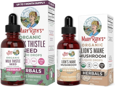 USDA Organic Milk Thistle Liquid Drops & USDA Organic Lions Mane Mushroom Drops Bundle by 's | Herbal Supplement | Nervine Neuroprotective Herbal Liquid Drops | Non-GMO | Vegan