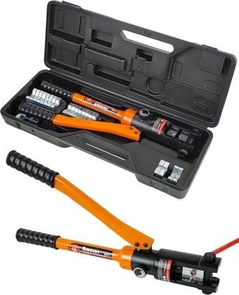 Industrial Hydraulic Cable Lug Crimper (16 TON) 9 AWG to 600 MCM Electrical Terminal Cable Wire Tool Kit with 13 Die Sets