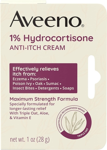Maximum Strength 1% Hydrocortisone Anti-Itch Cream, Triple Oat, Aloe & Vitamin E for Itch Relief from Eczema, Psoriasis, Insect Bites, Poison Ivy, Oak & Sumac & Detergents, 1 oz