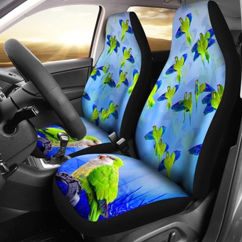 Monk Parakeet (Quaker) Parrot Print Car Seat Covers Universal Fit Car Seat Covers - Monk Parakeet (Quaker) Parrot Print Car Seat Covers