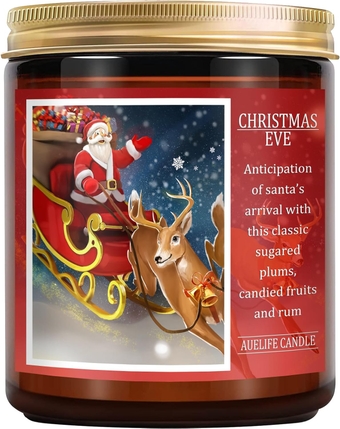 Christmas Candle | Christmas EVE Candle Scents of Sugared Plums Candied Fruits and Rum, Christmas Scented Candles for Home - 7 oz Aromatherapy Jar Candles, Christmas Gift for Women and Men