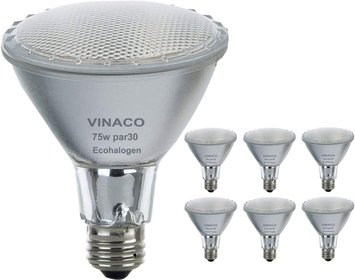 Par30 Long Neck Halogen 75w, 6PCS PAR30s 75W 120V Flood Light Bulbs, Dimmable, High Efficiency& Long Lasting Life, E26 Base, 3000K Warm White, Great for Accent Lighting, Tracking Light