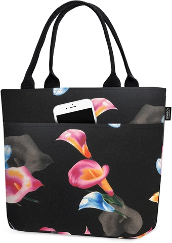 Lunch Bags for Adult Lunch Box for Women Reusable Insulated Lunch Box Tote Bag Leakproof Lunch Bags Black Loncheras Para Mujer Lunch Tote Cooler Bag Insulated Bag Lunchboxes, Calla Lily