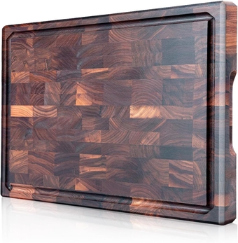 Large Black Walnut Cutting Board Premium Walnut Chopping Board for Kitchen with Juice Slot, Non-Slip Feet, (Large - 16.5x11.8x1 inches)