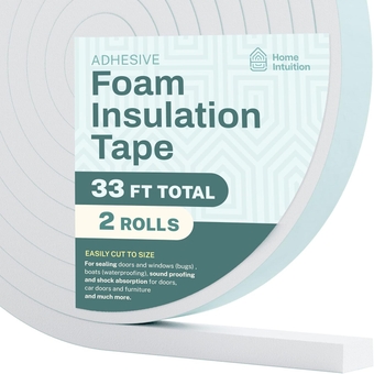 33 Feet Self Stick High Density Foam Insulation Tape Adhesive Weather Stripping Seal for Doors and Windows