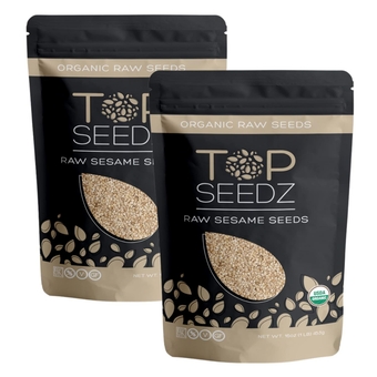Top Seedz Certified USDA Organic Raw Sesame Seeds | Premium Fresh and Unsalted, Shell-Free sesame Seeds | Gluten-Free, Nut-Free, Vegan, Kosher, Keto, and Paleo | 1lb Resealable Pouch (Pack of 2)