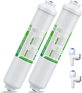 Inline Post Carbon Filter,   1/4" Quick-Connect Water Filter Replacement Cartridge Inline Filter for Under Sink Reverse Osmosis Water System Stage-5, 2-Pack