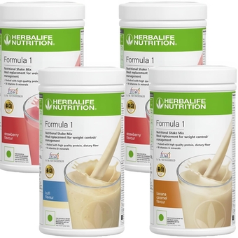 Formula 1 Nutritional Shake Mix - Pack of 4, 500g Each -  Shake -  Protein Powder -  Weight Loss Meal Replacement (Strawberry - Strawberry - Kulfi - Banana)