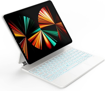 Floating Cantilever Stand Magnetic Keyboard Case Compatible with iPad Pro 12.9, iPad Case with iPadOS Shortcuts, Multi-Touch Trackpad, 7-Color Backlit, 800mAh Battery, Bluetooth 5.2 Connection
