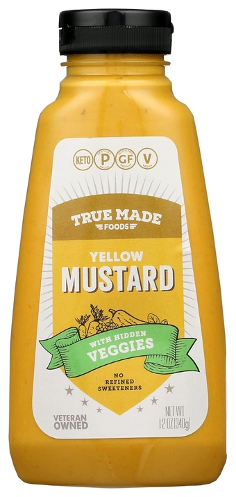 Yellow Mustard with Hidden Veggies, Keto, Paleo Friendly, Gluten Free & Non-GMO, 12 Oz (Pack of 6)