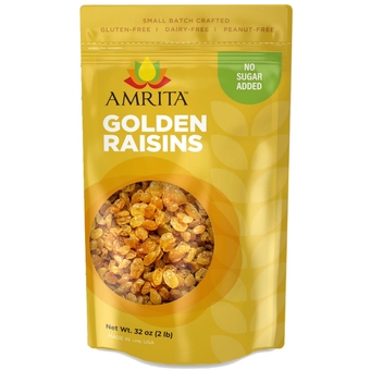 Golden Raisins 2 lb | No Added Sugar, Naturally Sweet, Gluten Free Dried Sultanas, Kishmish | Packed Fresh in Resealable Bags | Yellow Raisins, White Raisins, Vegan Snacks, Healthy Snacks
