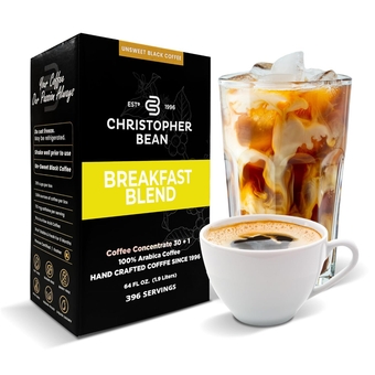 Christopher Bean Coffee - 396 servings, 30 to 1 Blend Bag in Box Liquid Instant Coffee or Cold Brew Coffee Concentrate - Hot or Iced Coffee - Breakfast Blend