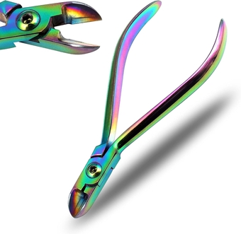 ® T/C Hard Wire Cutter Plier TC Tip Standard Distal Orthodontic Pliers Stainless Steel Dental Instruments Tungsten Carbide Inserts (Multi Titanium Rainbow Color)