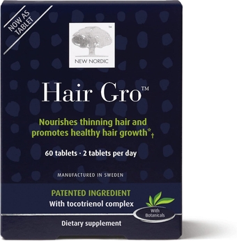 Hair GRO | Hair Growth Supplement Tablets | Biotin & Palm Fruit Extract for Natural Regrowth | Swedish Made | 60 Count (Pack of 1)