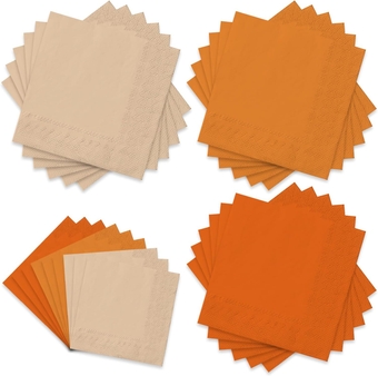 150 Pack Orange Napkins 6.5 x 6.5 Inch 3 Colors Disposable Paper Napkins Orange Theme Fall Dinner Napkins for Autumn Thanksgiving Party Celebration Supplies Table Decorations