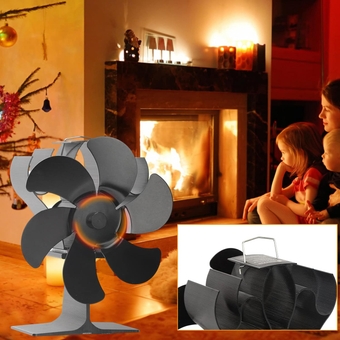 6-Blade Wood Stove Fan Heat Powered, Heat Powered Stove Fan for Wood Burning Stove/Log Burner/Fireplace increases, Wood Stove Accessories Fans, Warmth Stove Fan for Log Burner (Black)