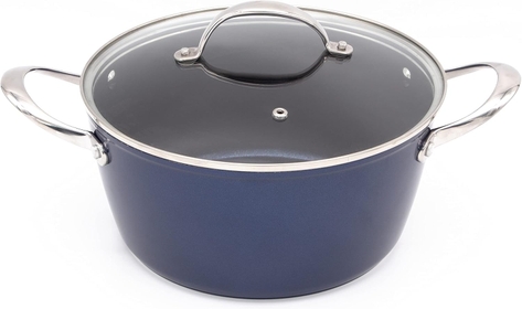 67479 Blue Pro 24cm Casserole Pot With Lid/Non-Stick, High-Shine 5-Layer Hybrid Stone Coating/Forged Aluminium Construction/Cool Touch Stainless Steel Handles/Ovenproof Up To 220°C