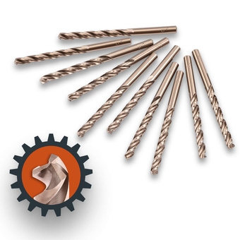1/4" HSS Cobalt Drill Bits 10PCS with Three Flute for Hard Metal, Hardened Stainless Steel and Cast Iron