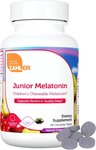 1MG Children's Melatonin for Kids - Sleep Support and Quality Rest for Ages 4+ Natural Grape Flavor - Non GMO Gluten Free Kosher Low Dose Childrens Melatonin 1 MG, 60 Chewable Tablets