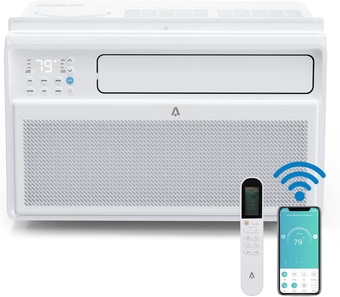 8,000 BTU Smart Inverter Window Air Conditioner - Cool up to 350 Sq. Ft. with Remote Control and WiFi, Freedom to Open Windows. Quiet, Cooling only, White